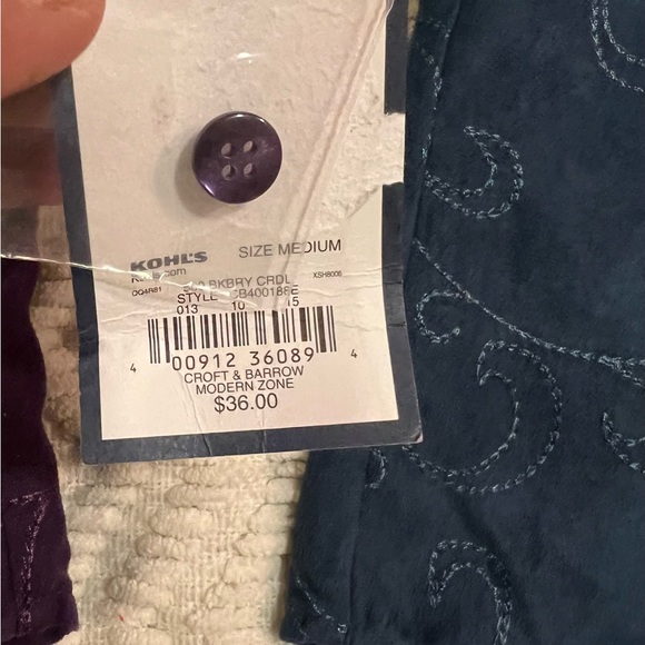 Croft and Barrow Size M Long Sleeve Button Front Blouse Blue - Purple Lot 2 New - Picture 11 of 13